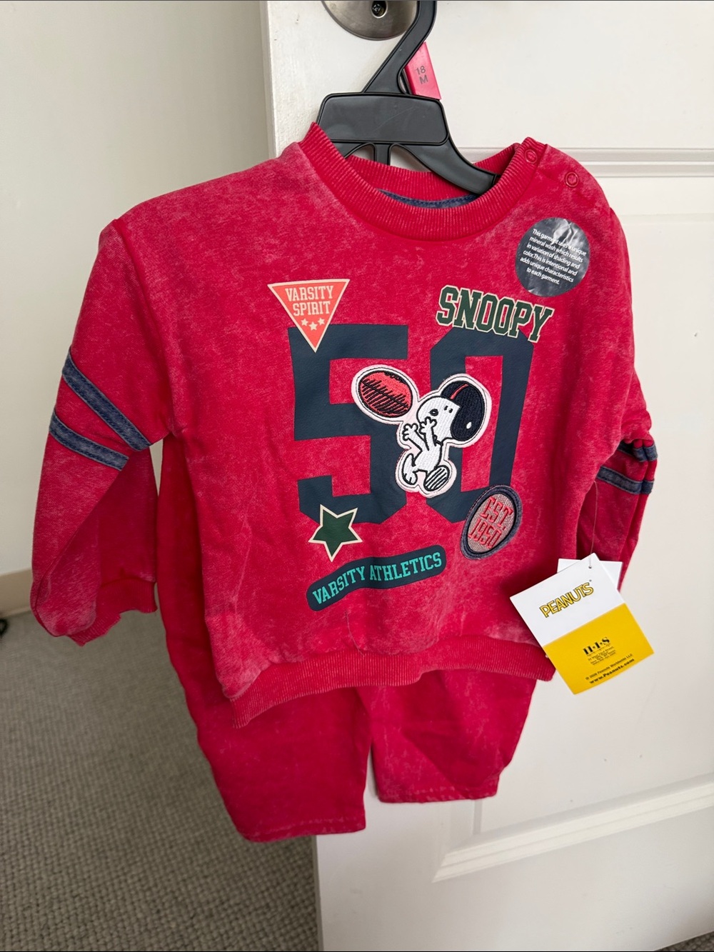 Peanuts Red Snoopy Varsity-Style Sweatshirt & Shorts Set